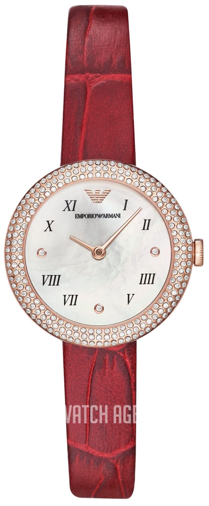 Emporio Armani Rosa Two Hand White Dial Red Leather Strap Watch For Women - AR11357 - Image 6